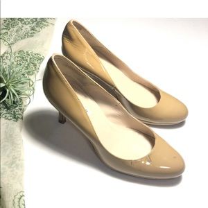 LK Bennett Sledge Patent Leather Pumps Tan 37 1/2